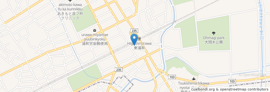 Mapa de ubicacion de 東浦和パーキング en 日本, 埼玉县, 埼玉市, 緑区.