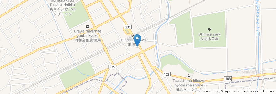 Mapa de ubicacion de 東浦和駅前交番 en 日本, 埼玉县, 埼玉市, 緑区.