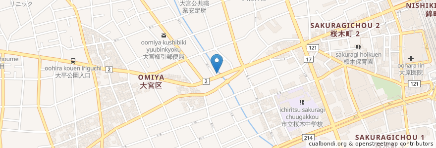 Mapa de ubicacion de 肉屋の二階 en 日本, 埼玉県, さいたま市, 大宮区.