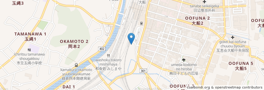 Mapa de ubicacion de 白ヤギ珈琲店 en Japon, Préfecture De Kanagawa, 鎌倉市.