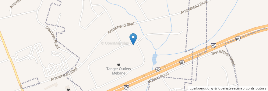 Mapa de ubicacion de Wayback Burgers en United States, North Carolina, Alamance County.