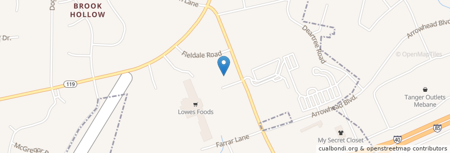 Mapa de ubicacion de Blue Ribbon Diner en Amerika Syarikat, Carolina Utara, Alamance County, Mebane.