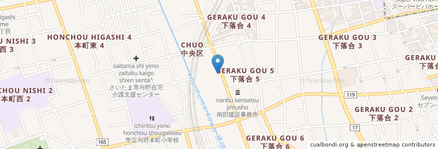 Mapa de ubicacion de 伊豆田珈琲店 en Japonya, 埼玉県, さいたま市, 中央区.