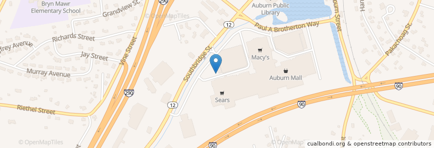 Mapa de ubicacion de eVgo en Amerika Birleşik Devletleri, Massachusetts, Worcester County, Auburn.