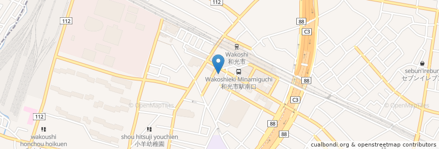 Mapa de ubicacion de 埼玉りそな銀行 en 日本, 埼玉県, 和光市.