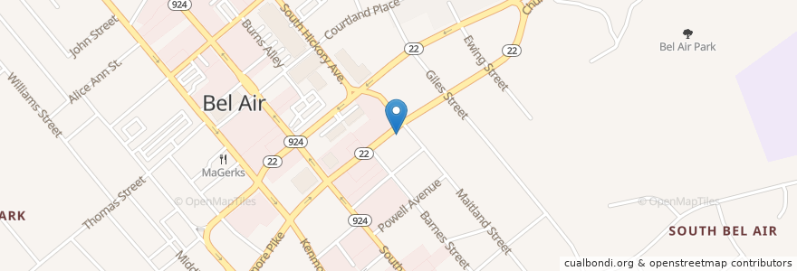 Mapa de ubicacion de Human Development Center en États-Unis D'Amérique, Maryland, Harford County, Bel Air.