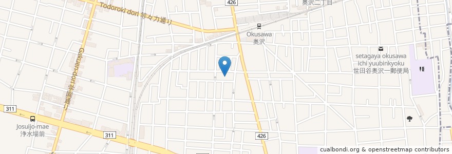 Mapa de ubicacion de 松の湯 en Japonya, 東京都, 世田谷区.