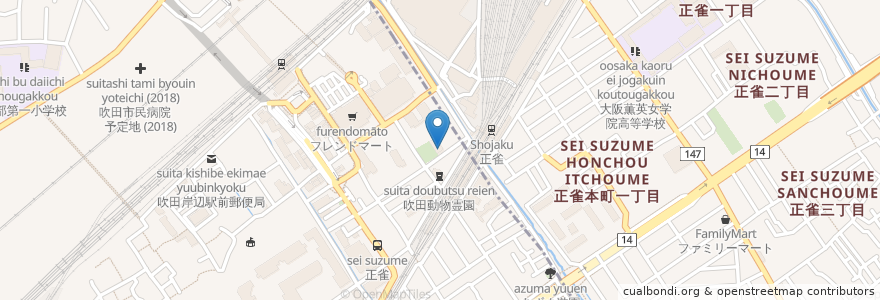 Mapa de ubicacion de 岸部市民サービスコーナー en 日本, 大阪府, 吹田市, 摂津市.