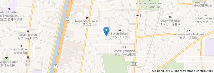 Mapa de ubicacion de 綾瀬なないろ園 en Japan, 東京都, 足立区.