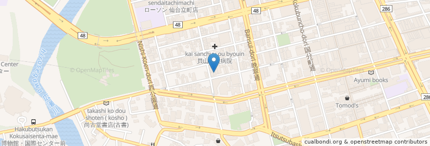 Mapa de ubicacion de キッチン・ウエストパーク en 일본, 미야기현, 仙台市, 青葉区.