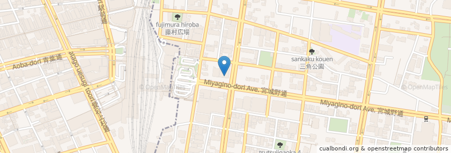 Mapa de ubicacion de TFU カフェテリア オリーブ en 日本, 宮城県, 仙台市, 青葉区, 宮城野区.