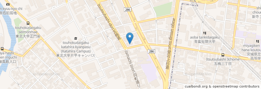 Mapa de ubicacion de ガーデン en اليابان, 宮城県, 仙台市, 青葉区.