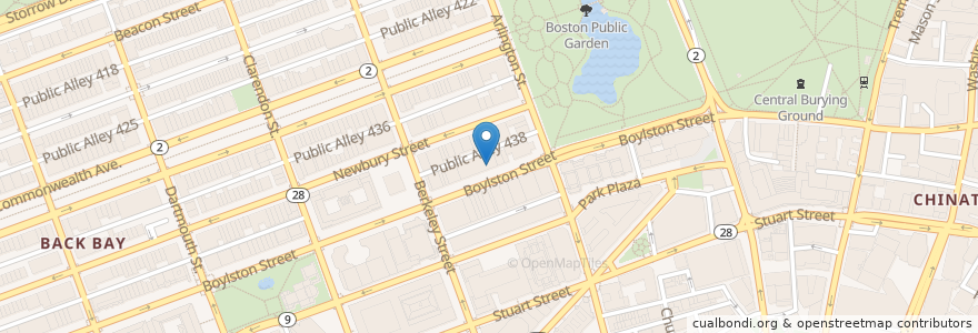 Mapa de ubicacion de Tatte Bakery & Cafe en Stati Uniti D'America, Massachusetts, Suffolk County, Boston.