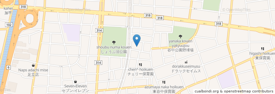 Mapa de ubicacion de 法立寺 en 日本, 东京都/東京都, 足立区.