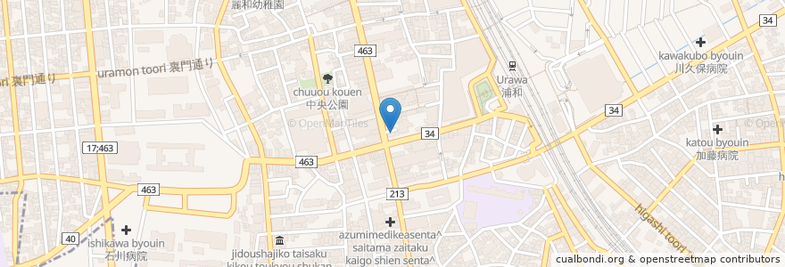 Mapa de ubicacion de 鳥貴族 en Giappone, Prefettura Di Saitama, さいたま市, 浦和区.