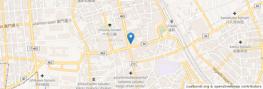 Mapa de ubicacion de 温野菜 en ژاپن, 埼玉県, さいたま市, 浦和区.