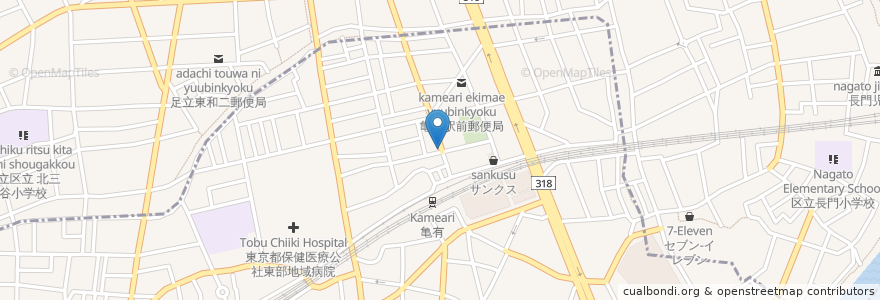 Mapa de ubicacion de 郵便ポスト en 日本, 東京都, 足立区.