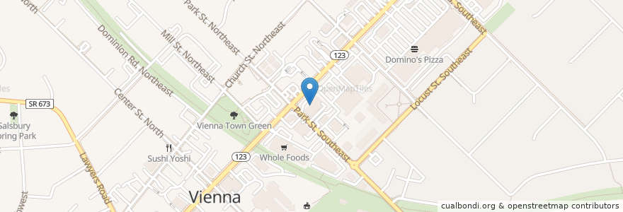 Mapa de ubicacion de Cold Stone Creamery en Stati Uniti D'America, Virginia, Fairfax County, Vienna.