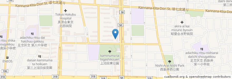 Mapa de ubicacion de トレジャーファクトリー en Japonya, 東京都, 足立区.