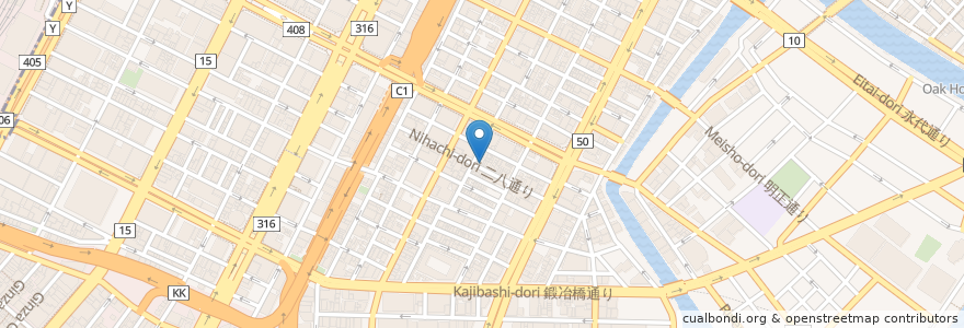 Mapa de ubicacion de 四万十 en 일본, 도쿄도, 中央区.