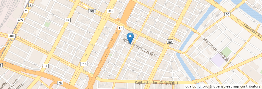 Mapa de ubicacion de TONNEAUX en 日本, 东京都/東京都, 中央区.