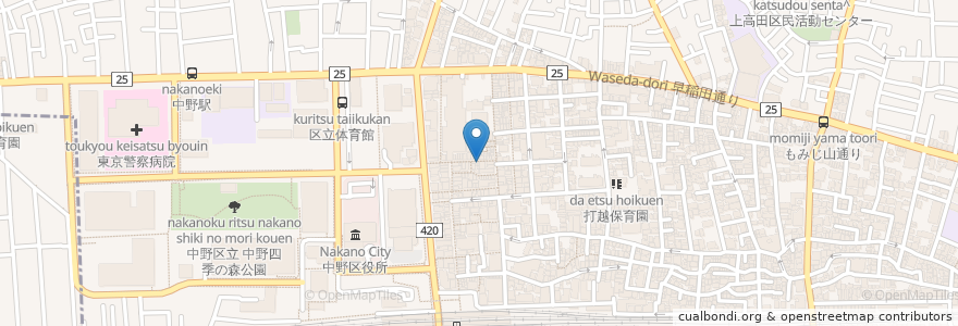 Mapa de ubicacion de 餃子の王将 en Japonya, 東京都, 中野区.