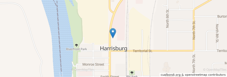 Mapa de ubicacion de Redbox en United States, Oregon, Linn County, Harrisburg.
