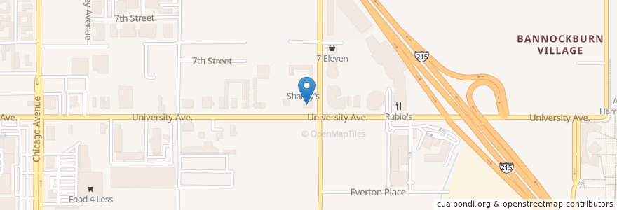 Mapa de ubicacion de Starbucks en 미국, 캘리포니아주, Riverside County, 리버사이드.