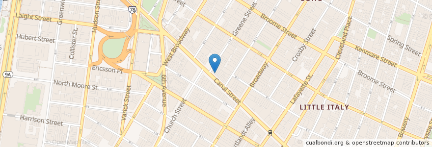 Mapa de ubicacion de No Evil Eye en 美利坚合众国/美利堅合眾國, 纽约州 / 紐約州, 纽约, 纽约县, Manhattan, Manhattan Community Board 2.