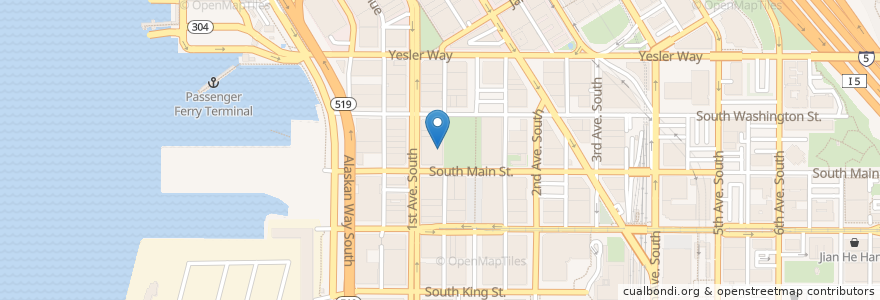 Mapa de ubicacion de Grand Central Bakery - Pioneer Square en Estados Unidos Da América, Washington, King County, Seattle.