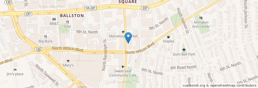 Mapa de ubicacion de Subway en Verenigde Staten, Virginia, Arlington County, Arlington.