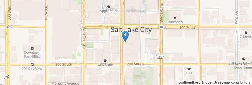 Mapa de ubicacion de Tin Angel Cafe en Amerika Syarikat, Utah, Salt Lake County, Salt Lake City.
