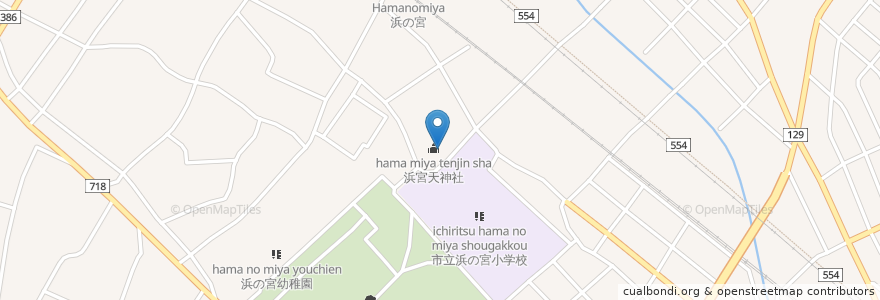 Mapa de ubicacion de 浜の宮天神社　倉庫 en 日本, 兵庫県, 加古川市.