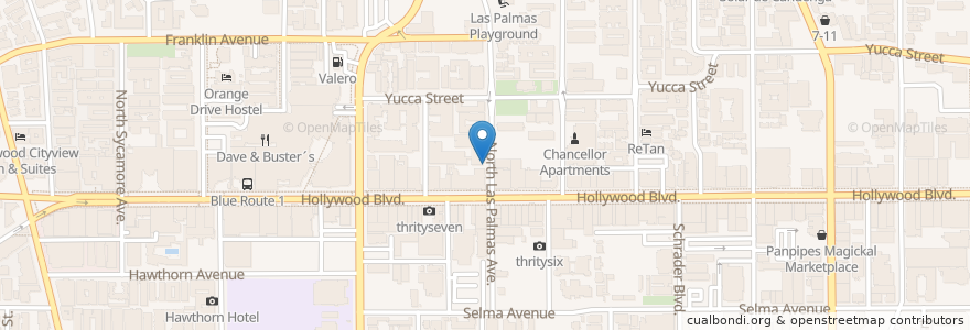 Mapa de ubicacion de Cafe Audrey en アメリカ合衆国, カリフォルニア州, Los Angeles County, ロサンゼルス.