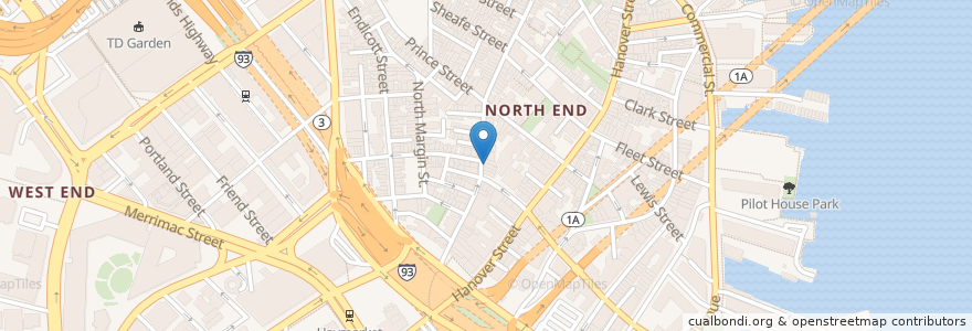 Mapa de ubicacion de Benevento's en Estados Unidos Da América, Massachusetts, Suffolk County, Boston.