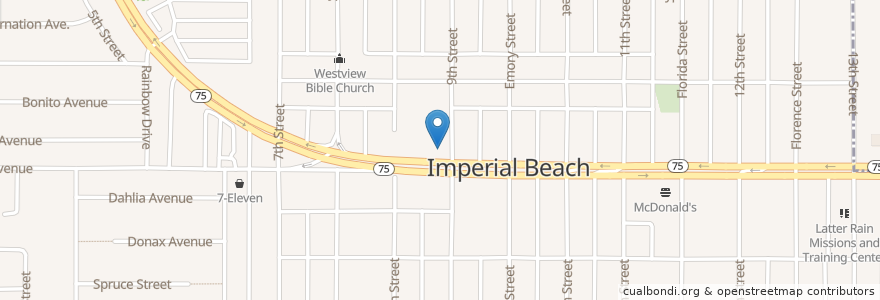 Mapa de ubicacion de Jack in the Box en États-Unis D'Amérique, Californie, San Diego County, Imperial Beach.