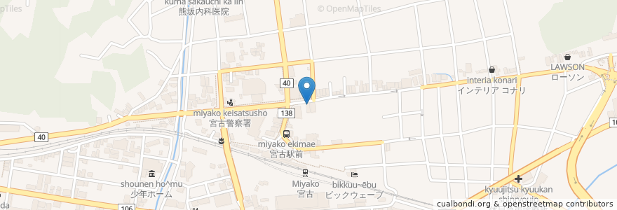 Mapa de ubicacion de 宮古信用金庫 en Japão, 岩手県, 宮古市.