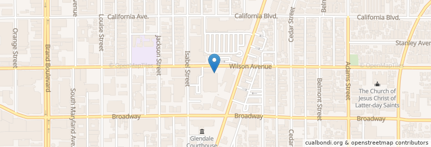 Mapa de ubicacion de Civic Center Visitors Parking en アメリカ合衆国, カリフォルニア州, Los Angeles County, Glendale.