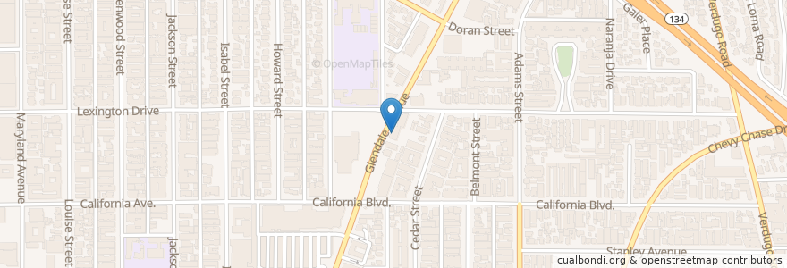 Mapa de ubicacion de The UPS Store en Estados Unidos Da América, Califórnia, Los Angeles County, Glendale.