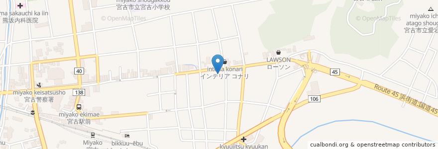 Mapa de ubicacion de くまのみ en اليابان, 岩手県, 宮古市.
