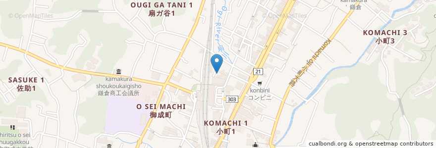 Mapa de ubicacion de カフェ　ラ　ミル en Japão, 神奈川県, 鎌倉市.