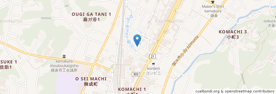 Mapa de ubicacion de ろばた焼　卯月 en اليابان, كاناغاوا, 鎌倉市.
