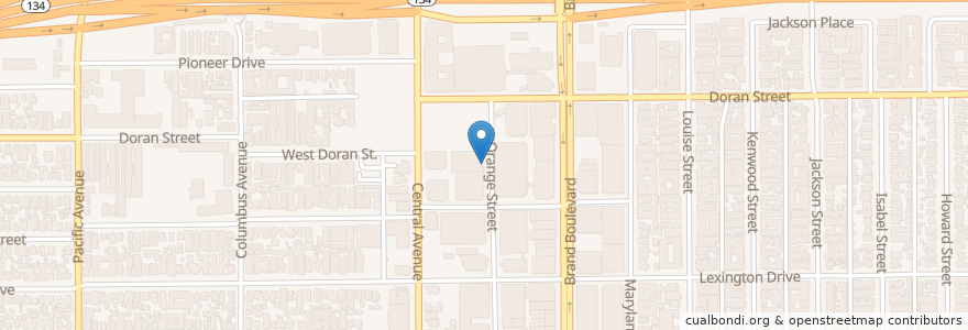 Mapa de ubicacion de 500 N Central/501 N Orange Parking en United States, California, Los Angeles County, Glendale.