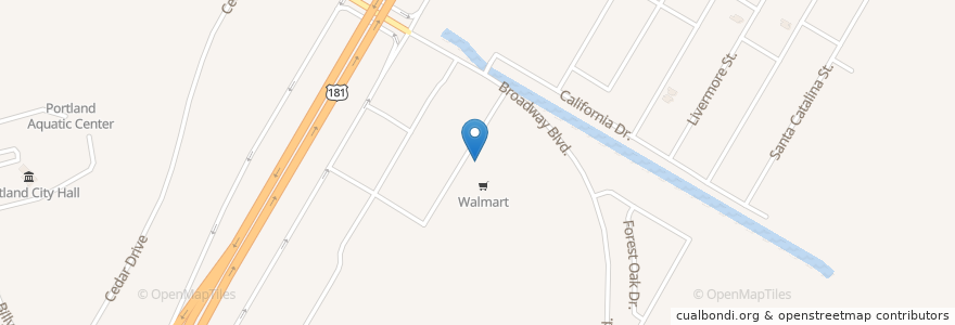 Mapa de ubicacion de Walmart Pharmacy en アメリカ合衆国, テキサス州, San Patricio County, Portland.