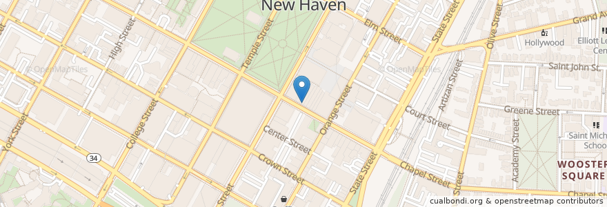 Mapa de ubicacion de Young Men's Institute Library en アメリカ合衆国, コネチカット州, New Haven County, New Haven.