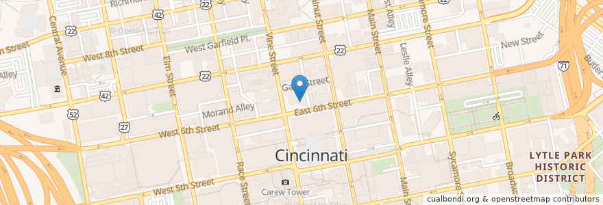 Mapa de ubicacion de Jimmy John’s en 미국, 오하이오 주, Hamilton County, Cincinnati.