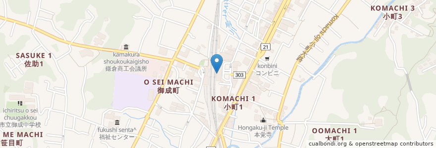 Mapa de ubicacion de CAFE LEXCEL en 日本, 神奈川県, 鎌倉市.