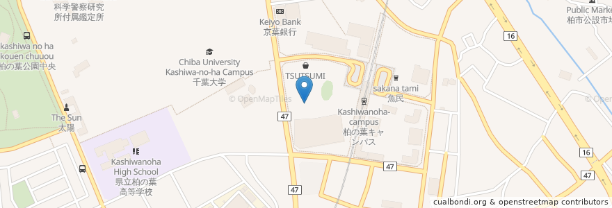 Mapa de ubicacion de タリーズコーヒー en Japonya, 千葉県, 柏市.