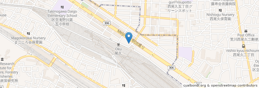 Mapa de ubicacion de 尾久駅前自転車駐車場 en 日本, 東京都, 北区.