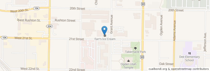 Mapa de ubicacion de Farr's Ice Cream en Estados Unidos De América, Utah, Weber County, Ogden.
